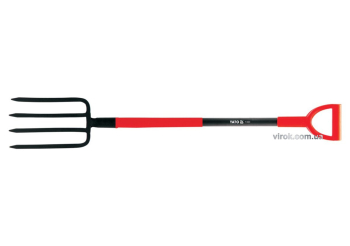 Вила садибні YATO : Металевий держак, 4-зубці, L= 1200 мм, M= 180х280 мм [6]