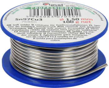 Припій для паяння міді CYNEL : Ø 1.5 мм, дротяний на котушці m= 100 г [60]