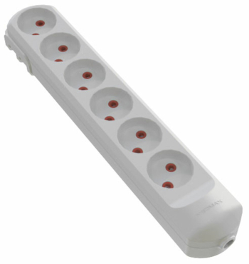 Колодка мережева VIROK: з 6 гніздами без заземлення