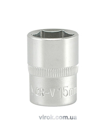 Головка торцева 6-гранна YATO : квадрат 3/8", М= 15 мм, L= 28 мм [12/240/480]