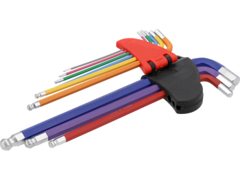 Ключі шестигранні з кулястими наконечниками YATO М1.5-10 мм, Г-подібні, 2-стор, l= 97- 225 мм, 9 шт