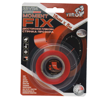 Стрічка 2-стороння плівкова VIROK Moment Fix: 15 мм х 5 м [30]