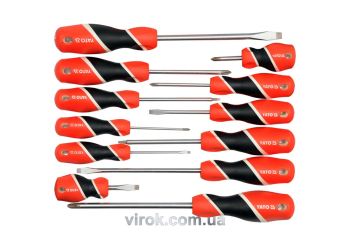 Набір викруток плоских хрестових YATO : SL, PH, SQ. 12 шт. [6/12]