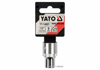 Головка торцева YATO : квадрат 1/2", SPLINE M9 мм, L= 38 мм. CrV [Блістер] [10/200]