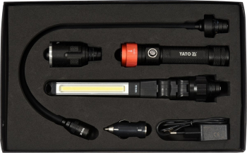 Ліхтар з обладунками 3 в 1 YATO для ремонтних робіт з зарядним пристроєм, в футлярі [10]