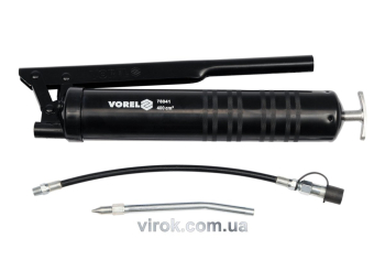 Шприц мастильний VOREL, V= 400 см³, 41-69 MPa з гнучкою і жорсткою трубками [5/10]