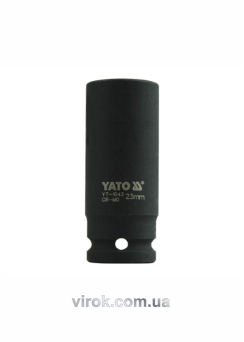 Головка торцева ударна 6-гранна YATO : подовжена, квадрат 1/2", М= 23 мм, L= 78 мм [15/60]