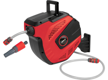 Шланг водяний ПВХ на автозмот котушці YATO з сполучн муфтами 1/2",Ø=11.5мм,тиск-8 Bar,l=15м+наконечн