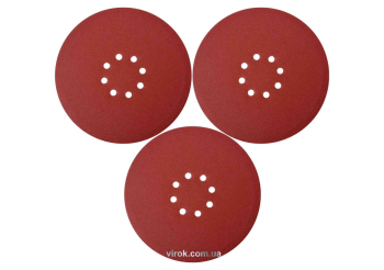 Круг шліфувальний з наждачн. паперу з липучкою YATO: Ø= 225мм, Р180,до YT-82340 і YT-82350, 3шт [60]