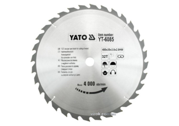 Диск пиляльний победітовий по дереву YATO: 400х30x3.8x2.8 мм, 32 зубці, R.P.M до 4000 1/хв [10]