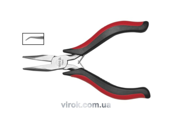 Тонкогубці-міні загнуті нікельовані YATO : L= 115 мм [6/120]