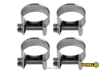 Хомут сталевий, з гвинтовим затискачем W1 VOREL : Ø= 20-22/ 9 мм, оцинкований, 4 шт. [100]