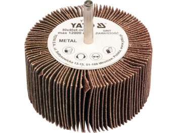 Круг пелюстковий шліфувальний YATO P40, Ø= 80 мм h= 40 мм, шпиндель Ø= 6 мм [10/60]