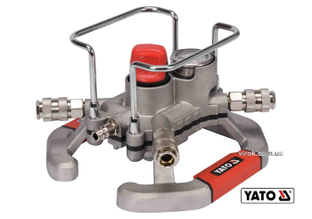 Розподільник повітря пневматичний YATO : 4 канали, 2 з регуляцією, макс. тиск- 1.3 МПа, Ø=1/4"(DW)