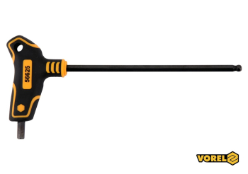 Ключ шестигранний з кульковим наконечником VOREL : тип "Т", HEX 6 x 150 x 90 мм, Cr-V 6150 [24/192]