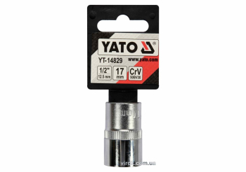 Головка торцева YATO : квадрат 1/2", SPLINE M17 мм, L= 38 мм. CrV [Блістер] [10/200]
