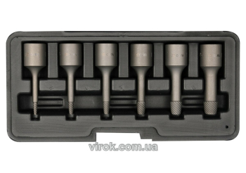 Набір екстракторів YATO : квадрат 3/8". Ø= 2-10 мм, для гвинтів 8660 HRC 49-52. 6 Од. [50]