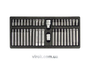 Набір насадок викруткових YATO : "RIBE","TORXT-T", адаптери (1/2",3/8"). металевий кейс] 42 шт. [10]