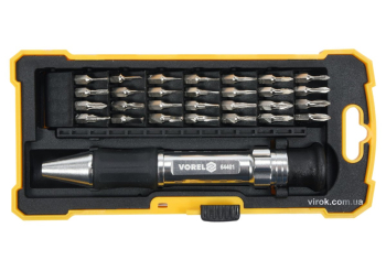 Викрутка VOREL зі змінними прецизійними викрутковими насадками в футлярі, 29 елем. [12/48]