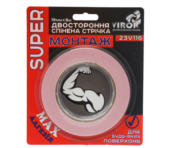 Стрічка 2-стороння спінена VIROK Moment Fix: 19 мм х 5 м [10]