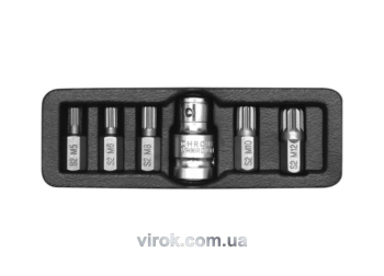 Набір насадок викруткових YATO : "SPLINE", L= 30, 75 мм, адаптер 1/2". 6 шт. [24/72]