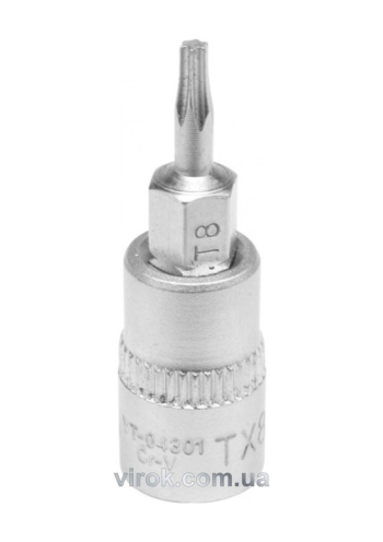 Головка торцева YATO квадрат 1/4 "TORX" Т8, L= 37 мм [150/600]