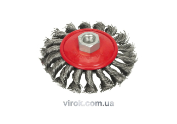 Щітка - крацовка VOREL плоска з гайкою М14, Ø-100мм підсилені [12/48]
