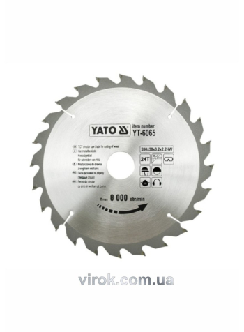 Диск пиляльний победітовий по дереву YATO: 200х30x3.2x2.2 мм, 24 зубці, R.P.M до 8000 1/хв [10/20]