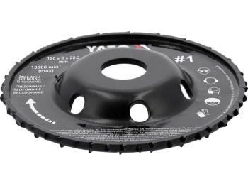 Диск-фреза випуклий до КШМ YATO по дереву, шпаклівці, гіпсу; Ø=120/22.2 мм, t= 16/6мм шорстк №1 [10]