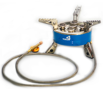 Плита газовая туристическая VIROK 7кВт, 5 конфорок + шланг с резьбовым (7/16) соединением