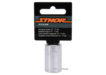 Головка торцева 6-гранна STHOR : квадрат- 1/2", М17, з вуглецевої сталі [Блістер] [10/250]