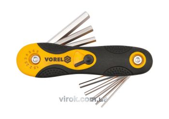 Ключ 6-гранний L-подібнний  VOREL : розкладний, М1.5-8 мм. Cr-V. 8 елем. [25/100]