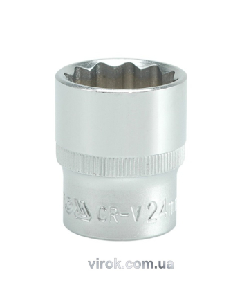 Головка торцева 12-гранна YATO : квадрат 1/2", М= 24 мм, L= 38 мм [12/60/120]