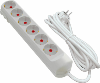 Подовжувач мережевий VIROK: l= 5 м, з 6 гніздами із заземленням