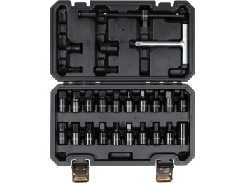 Торцеві насадки з устаткуванням для оливозливних пробок YATO: квадрат- 3/8", Cr-V, 26 шт в футлярі