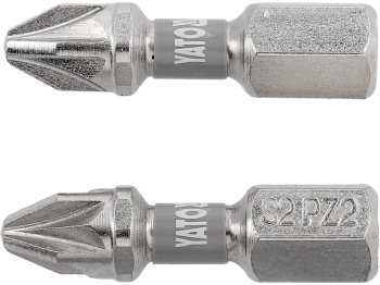 Насадка викруткова YATO PZ2 х 25мм. HEX 1/4", покрита нікелем, 2шт.[10]
