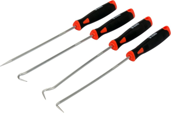 Набір довгих гачків з ручкою YATO і шило l= 240 мм, компл. 4 шт [6/72]