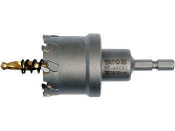 Свердло коронка по металу TCT YATO: Ø38 x103 мм, товщ. до 25мм, з напрямним, 6-гран. хвост 1/4" [10]