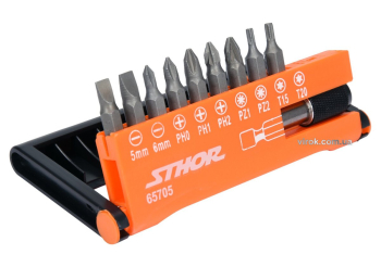 Набір насадок викруткових STHOR : 1/4", l= 25 мм, з тримачем- 60 мм, кпл. 10 шт. [5/80]