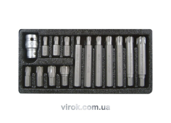 Набір насадок викруткових YATO : "RIBE", L= 30, 75 мм, адаптер 1/2", металевий кейс. 15 шт [20]