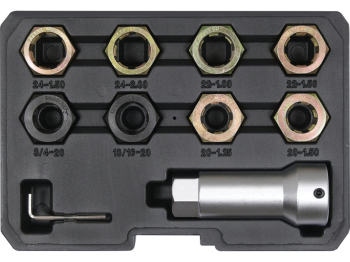 Набір засобів для ремонту гвинтової різьби YATO 3/4", 13/16", М20-24 з кроками 1, 1,25, 1,5, 2 [10]