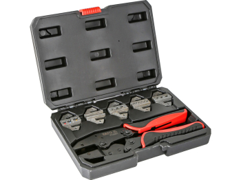 Кліщі для обтискання наконечників провідників YATO, L=220 мм з 5 змінними матрицями  кпл. 6 шт. у фу