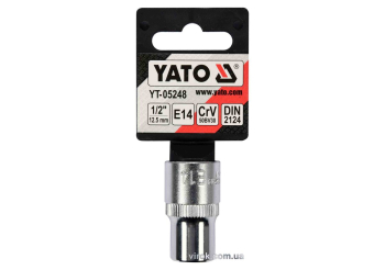 Головка торцева YATO : TORX E14, квадрат 1/2", CrV, DIN 2124 [Блістер] [6/180]