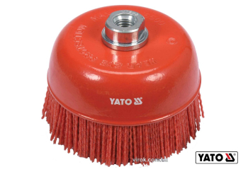 Щітка зачисна з нейлоновим ворсом "чашка", до КШМ YATO : Ø=125 мм, гайка- М14 [6/24]
