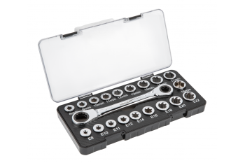 Накидной ключ с трещотками, 20 насадок