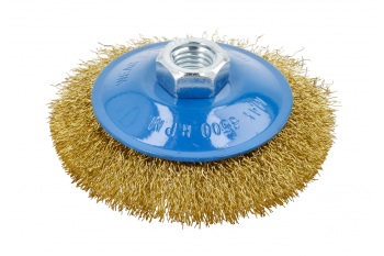 Щетка коническая, M14, 100 мм, латунная проволока