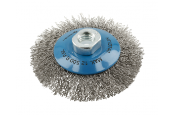 Щетка коническая, M14, 100 мм, проволока из нержавеющей стали