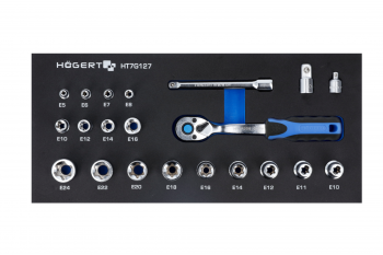 Набор инструментов с трещоткой 3/8", 21 шт., ложемент EVA