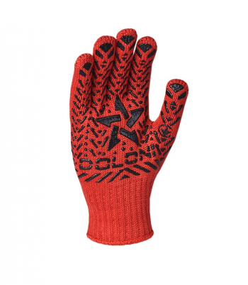 Перчатка красная с черным пвх рисунком "Звезда" 7 класс размер XL АРТ. 4040