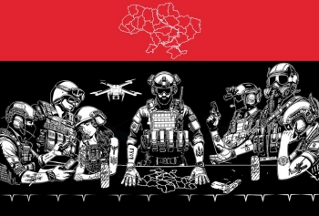 Солдаты карта белый на черно-красном фоне